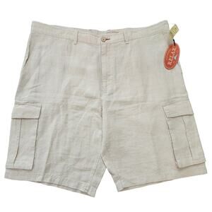 NWT Tommy Bahama Beachy Breezer Cargo 100% Linen Shorts Size 42